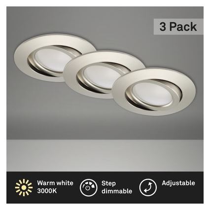 Brilo - SET 3x LED Prigušiva ugradbena svjetiljka za kupaonicu LED/5W/230V IP23 mat krom
