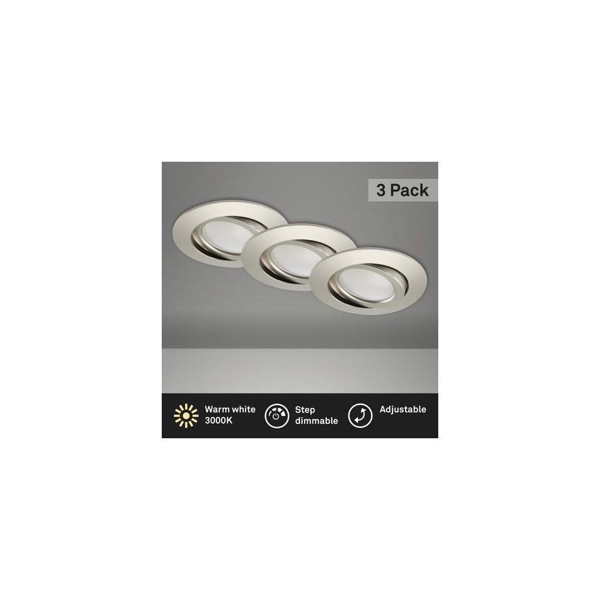 Brilo - SET 3x LED Prigušiva ugradbena svjetiljka za kupaonicu LED/5W/230V IP23 mat krom