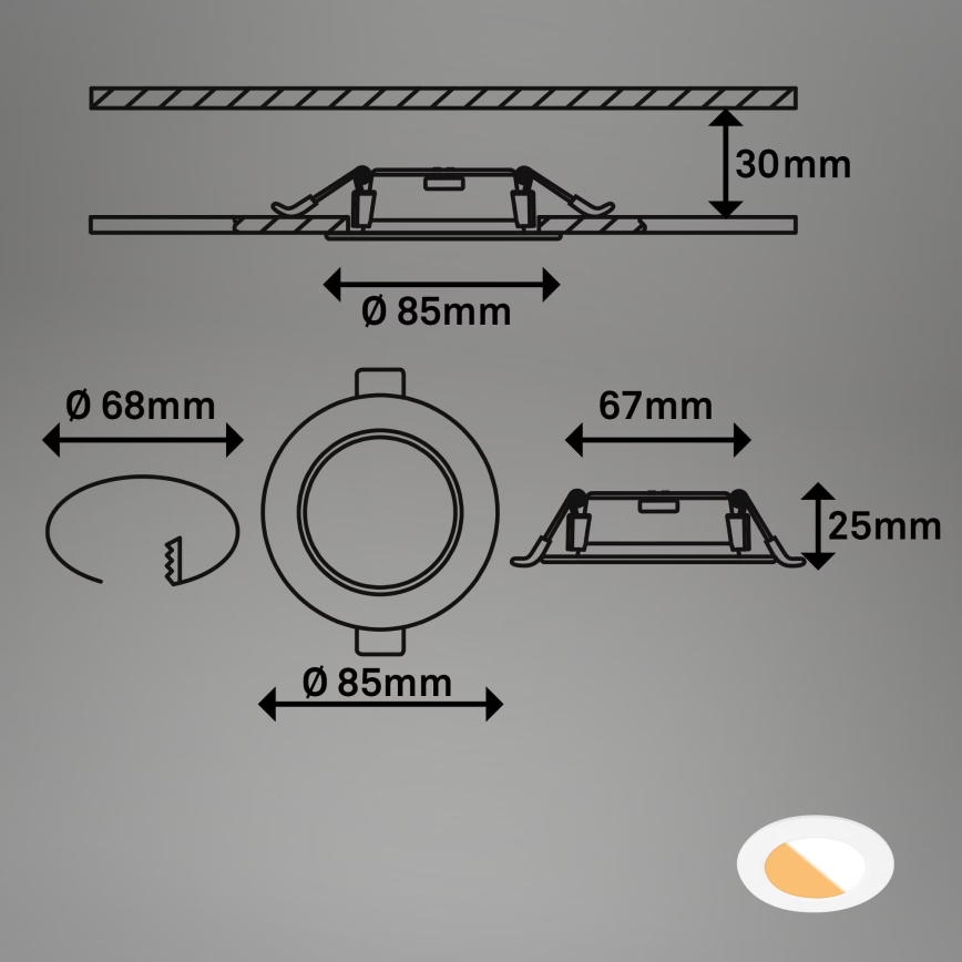 Brilo - SET 3x LED Ugradbena svjetiljka za kupaonicu LED/4W/230V IP44 3000/4000K bijela