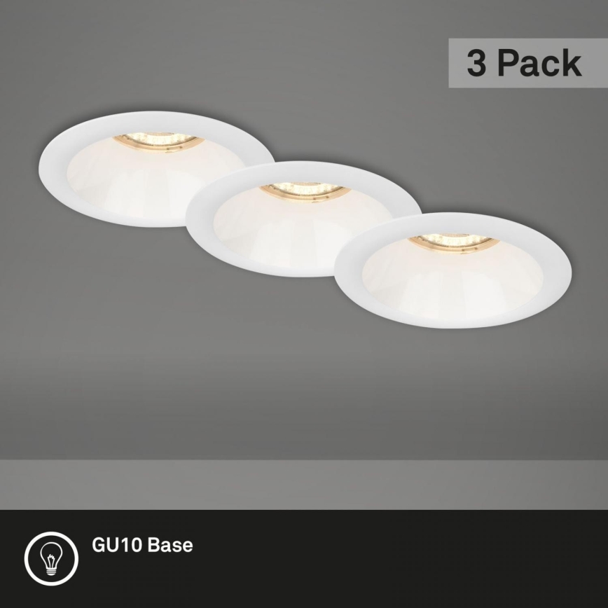 Brilo - SET 3x Ugradbena svjetiljka za kupaonicu 1xGU10/9W/230V IP23 bijela