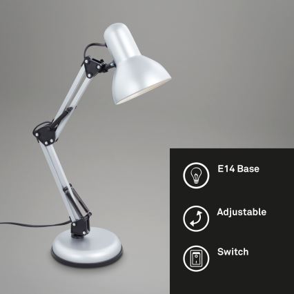 Brilo - Stolna lampa PIXA 1xE14/25W/230V srebrna