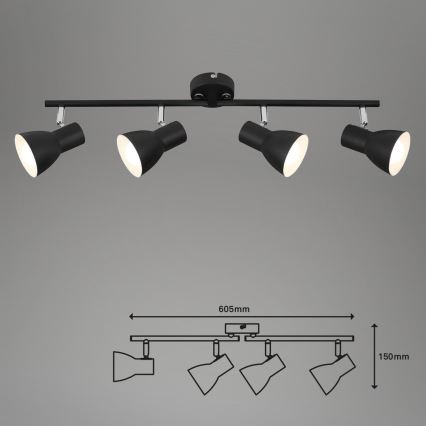 Briloner 10698890 - Reflektorska svjetiljka 4xE14/25W/230V crna