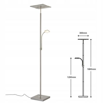 Briloner 1328-022 - LED podna lampa s mogućnošću prigušivanja LED/21W/230V + LED/3,5W matni krom