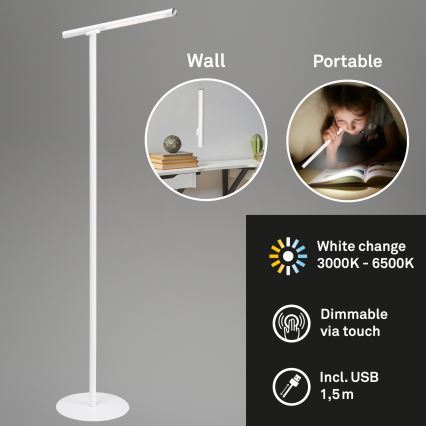 Briloner 1384-016 - LED Prigušiva dodirna podna lampa 2u1 EVERYWHERE LED/2,3W/5V 2000 mAh