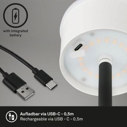 Briloner 1438015 - LED podna svjetiljka KIKI s mogućnošću prigušivanja LED/4,3W/5V IP44 2600 mAh crna