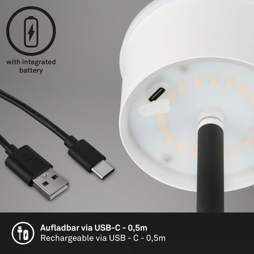 Briloner 1438015 - LED podna svjetiljka KIKI s mogućnošću prigušivanja LED/4,3W/5V IP44 2600 mAh crna