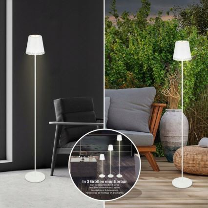 Briloner 1438016 - LED Prigušiva dodirna podna lampa 3u1 LED/3,5W/5V IP44 3000K 38-130 cm bijela