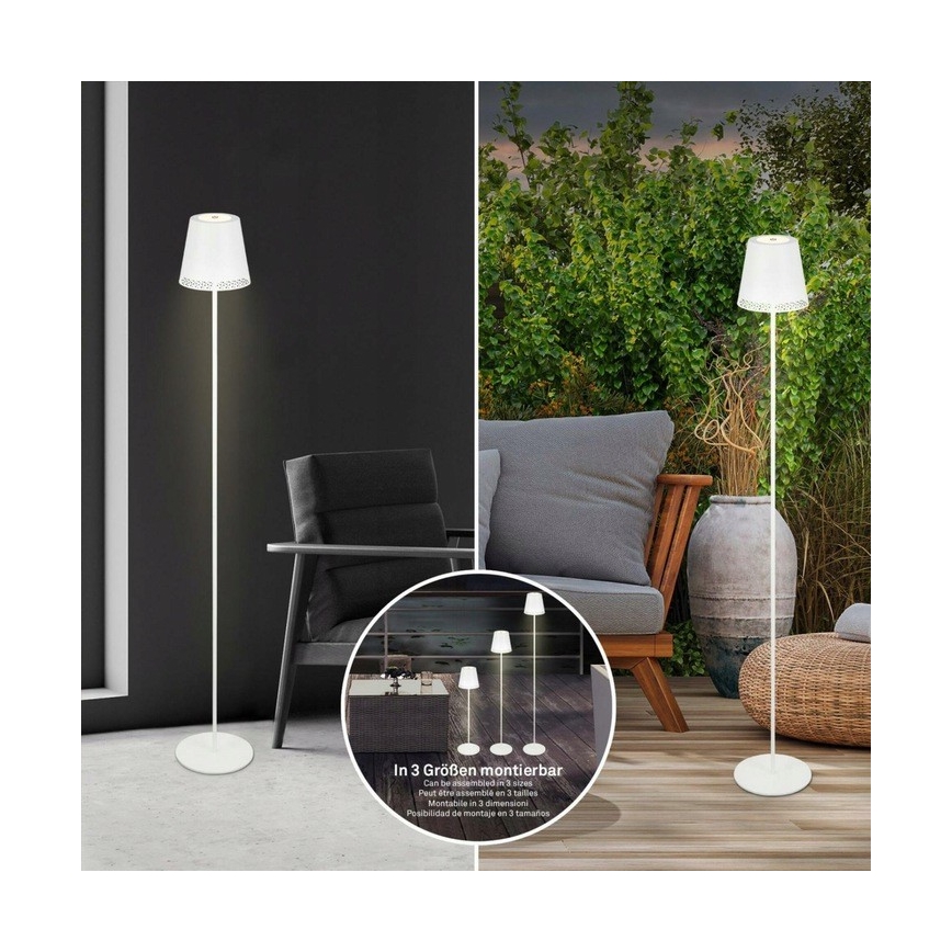 Briloner 1438016 - LED Prigušiva dodirna podna lampa 3u1 LED/3,5W/5V IP44 3000K 38-130 cm bijela