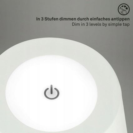Briloner 1438016 - LED Prigušiva dodirna podna lampa 3u1 LED/3,5W/5V IP44 3000K 38-130 cm bijela
