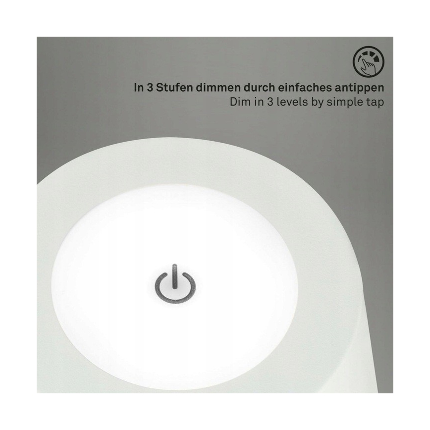 Briloner 1438016 - LED Prigušiva dodirna podna lampa 3u1 LED/3,5W/5V IP44 3000K 38-130 cm bijela