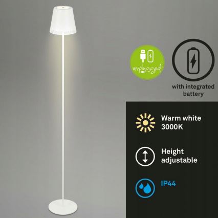 Briloner 1438016 - LED Prigušiva dodirna podna lampa 3u1 LED/3,5W/5V IP44 3000K 38-130 cm bijela