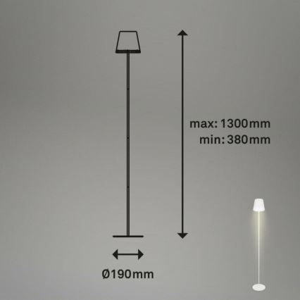 Briloner 1438016 - LED Prigušiva dodirna podna lampa 3u1 LED/3,5W/5V IP44 3000K 38-130 cm bijela