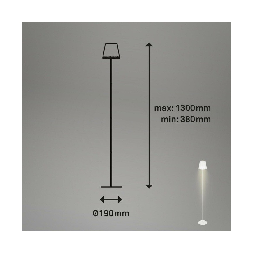 Briloner 1438016 - LED Prigušiva dodirna podna lampa 3u1 LED/3,5W/5V IP44 3000K 38-130 cm bijela