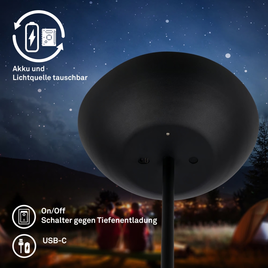 Briloner 1500015 - LED podna svjetiljka s prigušivanjem ESTATE LED/8W/5V 4000 mAh crna