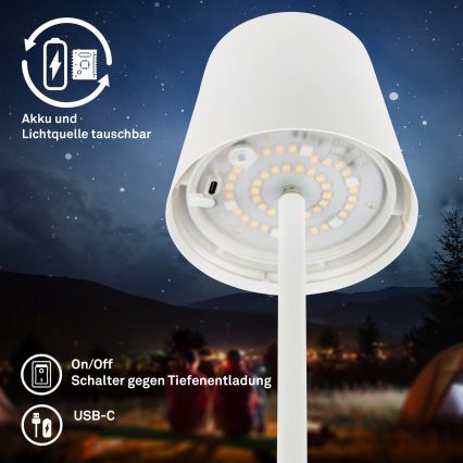 Briloner 1507016 - LED Stojeća lampa s mogućnošću prigušivanja KIKI LED/4,3W/5V IP44 2600 mAh bijela