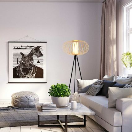 Briloner 1759011 - Podna svjetiljka 1xE27/10W/230V bambus/crna