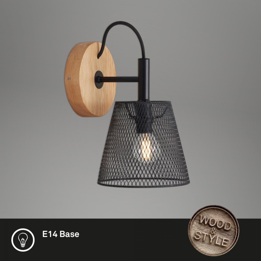 Briloner 2077-015 - Zidna svjetiljka WOOD & STYLE 1xE14/25W/230V kaučukovac