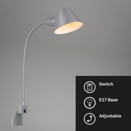 Briloner 2079-014 - Zidna fleksibilna lampa 1xE27/10W/230V srebrna