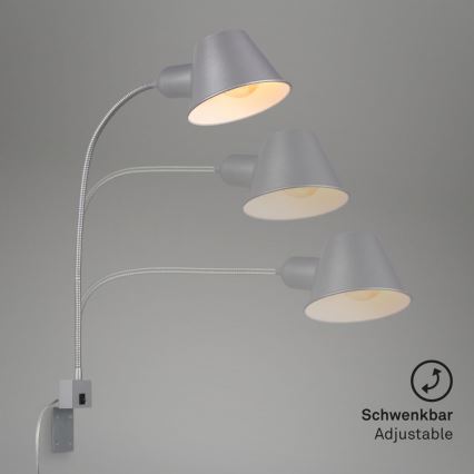 Briloner 2079-014 - Zidna fleksibilna lampa 1xE27/10W/230V srebrna