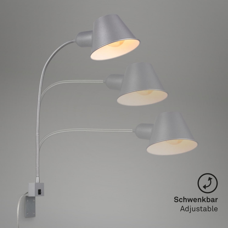 Briloner 2079-014 - Zidna fleksibilna lampa 1xE27/10W/230V srebrna