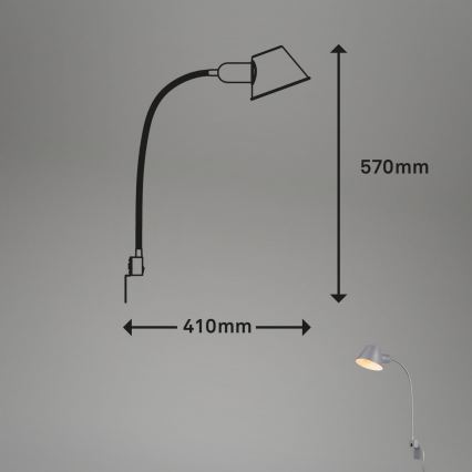 Briloner 2079-014 - Zidna fleksibilna lampa 1xE27/10W/230V srebrna