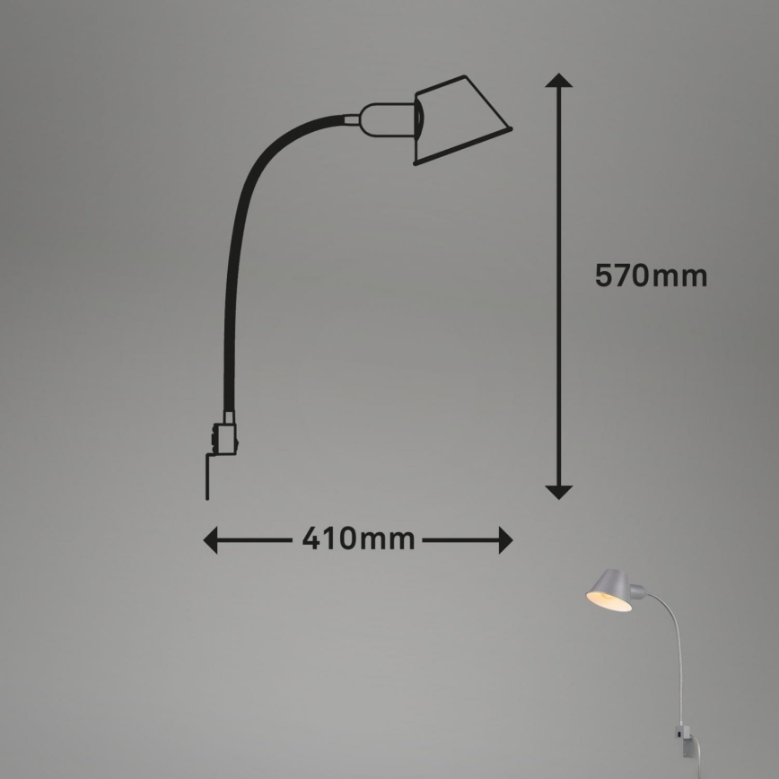 Briloner 2079-014 - Zidna fleksibilna lampa 1xE27/10W/230V srebrna