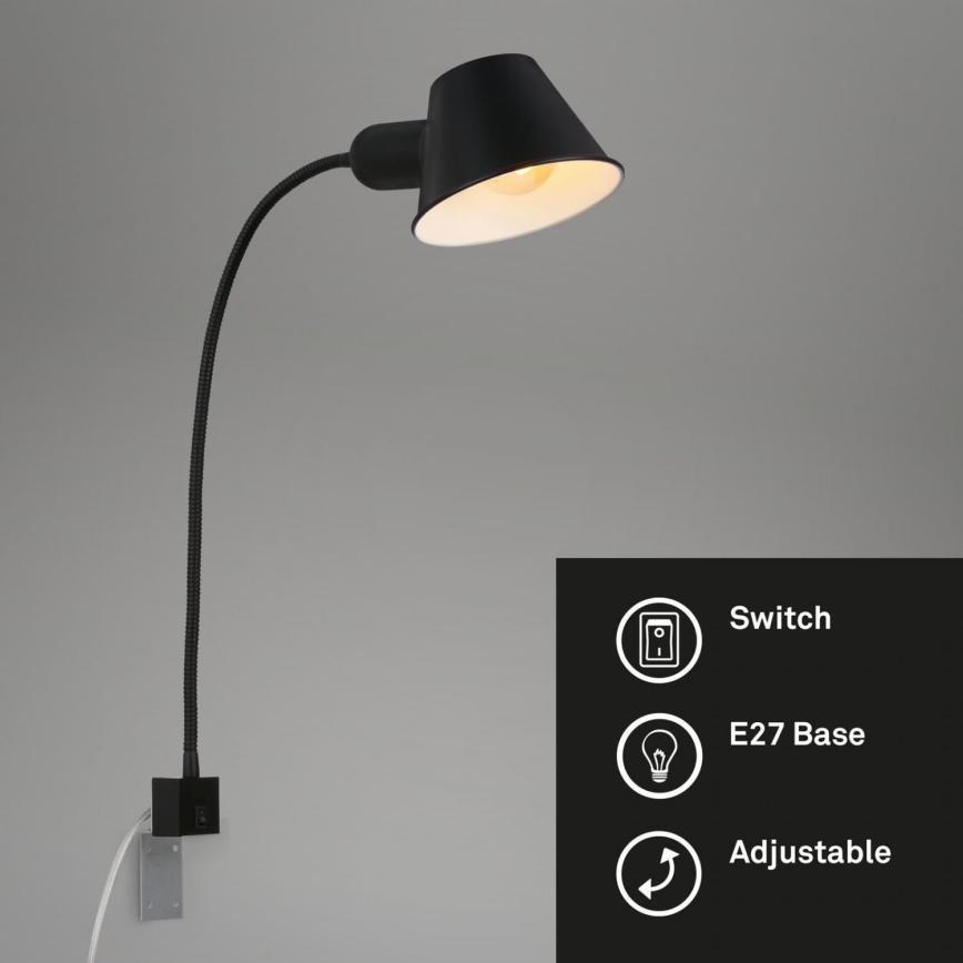 Briloner 2079-015 - Zidna fleksibilna lampa 1xE27/10W/230V crna