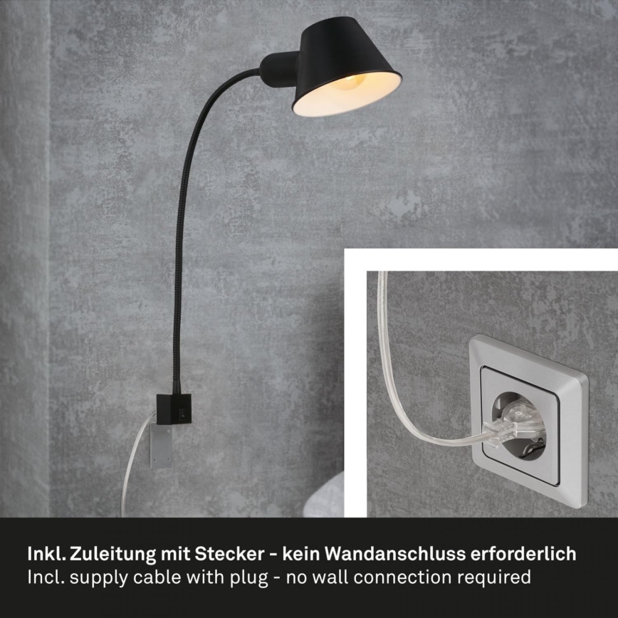 Briloner 2079-015 - Zidna fleksibilna lampa 1xE27/10W/230V crna