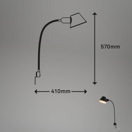 Briloner 2079-015 - Zidna fleksibilna lampa 1xE27/10W/230V crna