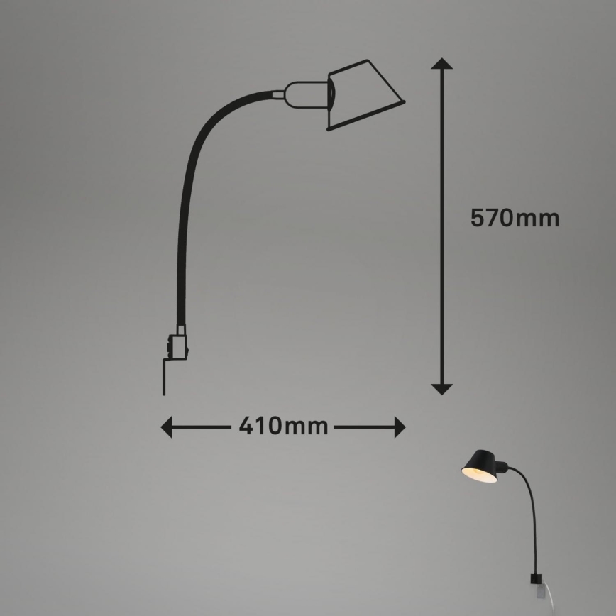 Briloner 2079-015 - Zidna fleksibilna lampa 1xE27/10W/230V crna