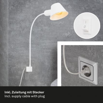 Briloner 2079-016 - Zidna fleksibilna lampa 1xE27/10W/230V bijela