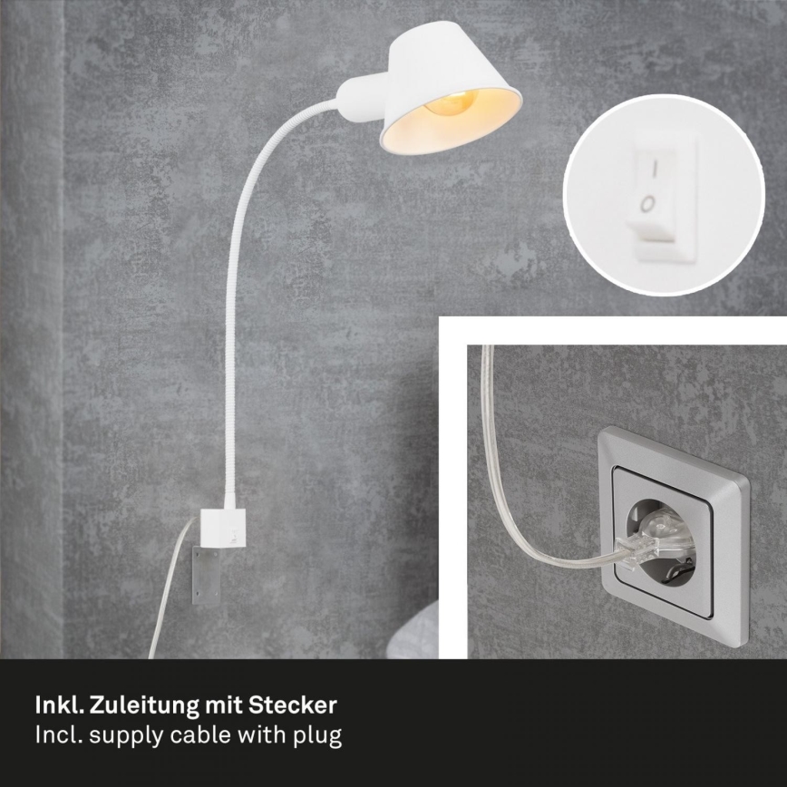 Briloner 2079-016 - Zidna fleksibilna lampa 1xE27/10W/230V bijela