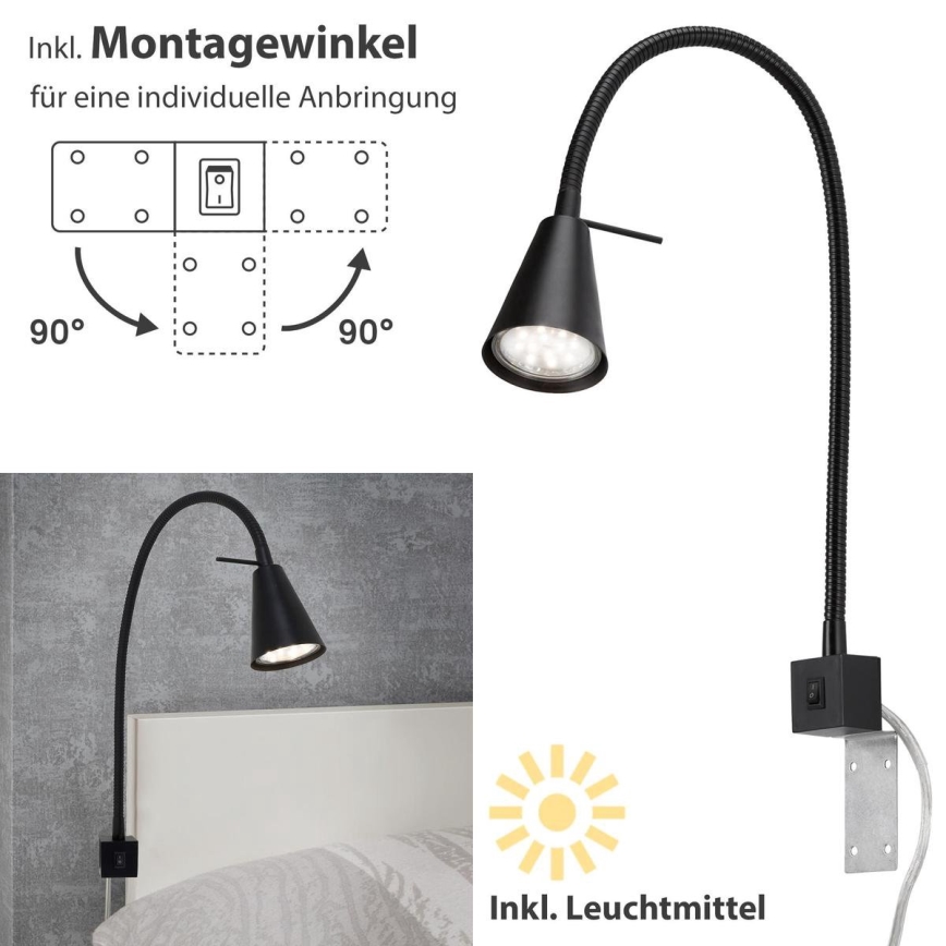 Briloner 2080-015 - LED Zidna lampa COMFORT LIGHT 1xGU10/5W/230V crna