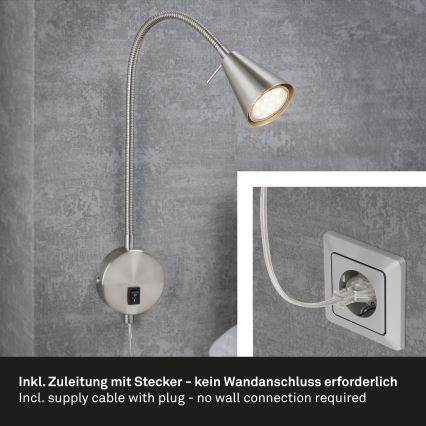 Briloner 2082-012 - LED Zidna lampa COMFORT LIGHT 1xGU10/5W/230V mat krom