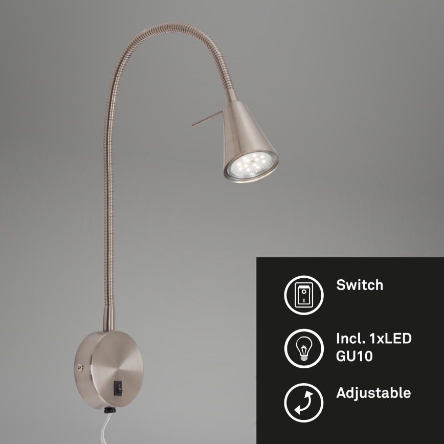 Briloner 2082-012 - LED fleksibilna zidna svjetiljka COMFORT LIGHT 1xGU10/5W/230V matni krom