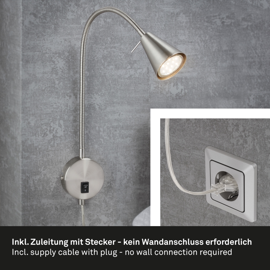 Briloner 2082-012 - LED fleksibilna zidna svjetiljka COMFORT LIGHT 1xGU10/5W/230V matni krom