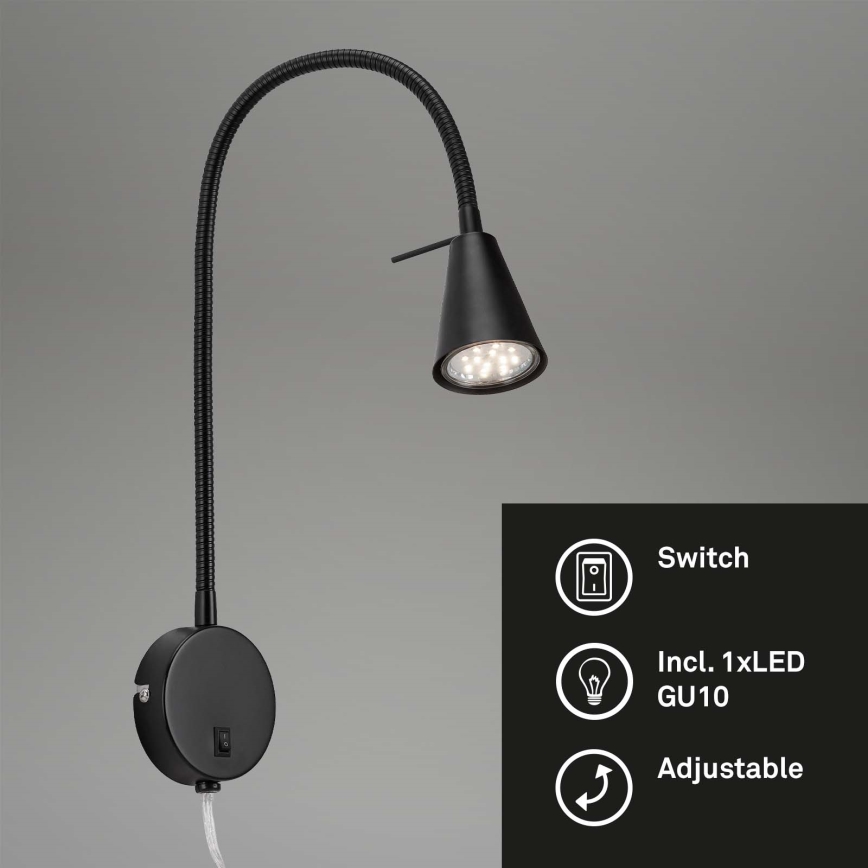 Briloner 2082-015 - LED fleksibilna zidna svjetiljka COMFORT LIGHT 1xGU10/5W/230V crna