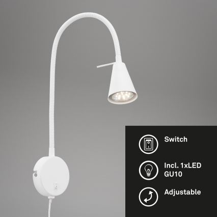 Briloner 2082-016 - LED fleksibilna zidna svjetiljka COMFORT LIGHT 1xGU10/5W/230V bijela