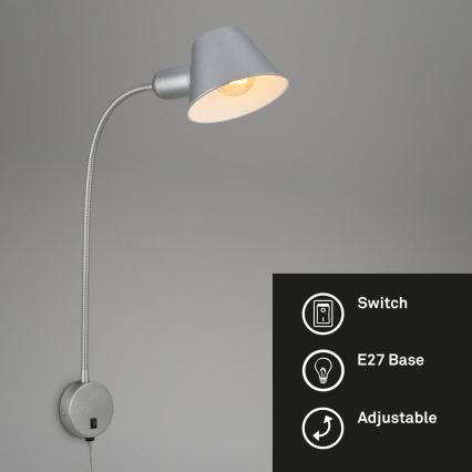 Briloner 2089-014 - Fleksibilna zidna svjetiljka BRELLO 1xE27/10W/230V matni krom