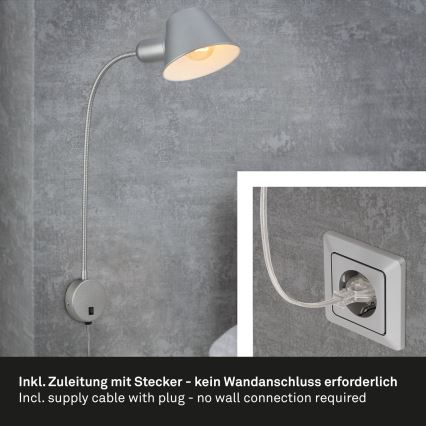 Briloner 2089-014 - Fleksibilna zidna svjetiljka BRELLO 1xE27/10W/230V matni krom