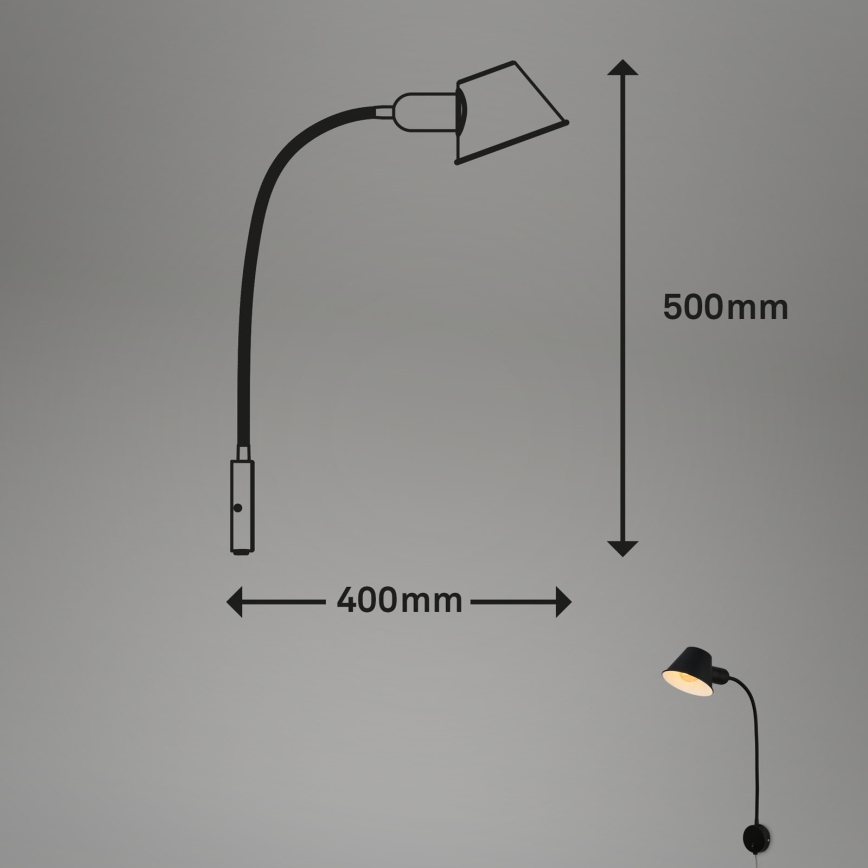 Briloner 2089-015 - Fleksibilna zidna svjetiljka BRELLO 1xE27/10W/230V crna