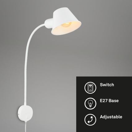Briloner 2089-016 - Prilagodljiva zidna svjetiljka BRELLO 1xE27/10W/230V bijela