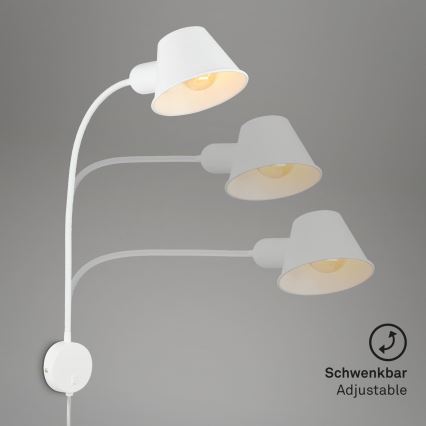 Briloner 2089-016 - Prilagodljiva zidna svjetiljka BRELLO 1xE27/10W/230V bijela
