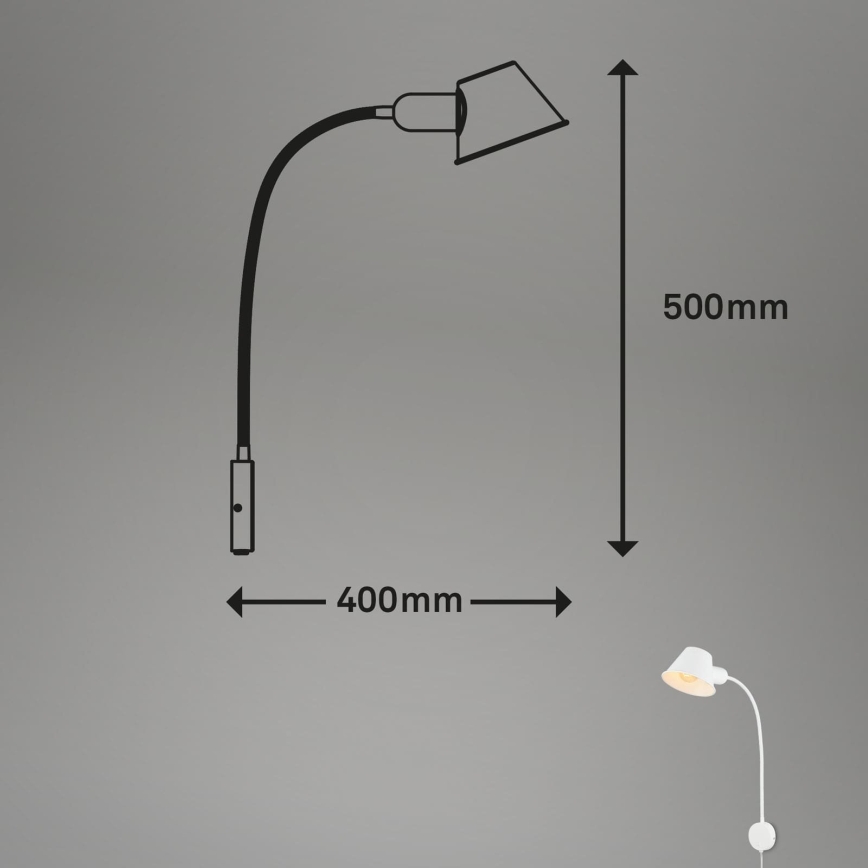 Briloner 2089-016 - Prilagodljiva zidna svjetiljka BRELLO 1xE27/10W/230V bijela