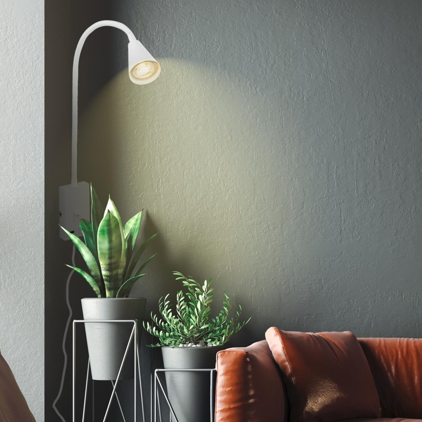 Briloner 2175-016 - Fleksibilna zidna lampa s USB priključkom 1xGU10/10W/230V bijela