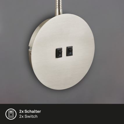Briloner 2178012 - LED Zidna fleksibilna lampa 1xE14/10W/230V + LED/3W mat krom