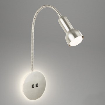 Briloner 2178012 - LED Zidna fleksibilna lampa 1xE14/10W/230V + LED/3W mat krom