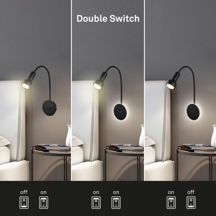 Briloner 2178015 - LED Zidna fleksibilna lampa 1xE14/10W/230V + LED/3W crna