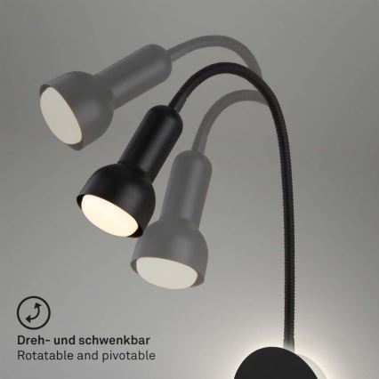Briloner 2178015 - LED Zidna fleksibilna lampa 1xE14/10W/230V + LED/3W crna