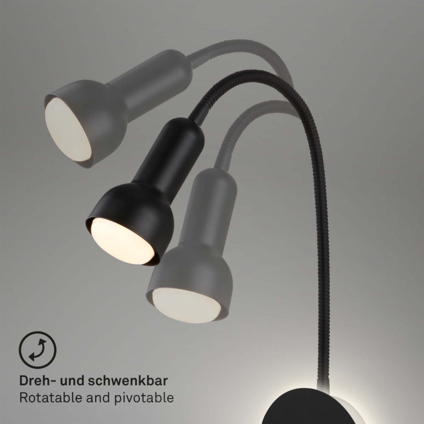 Briloner 2178015 - LED Zidna fleksibilna lampa 1xE14/10W/230V + LED/3W crna